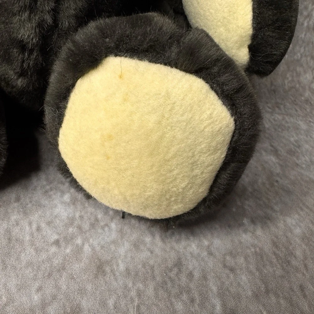 Vintage Teddy Bear Black Tan Jointed Articulated Arms Legs Felt Heart